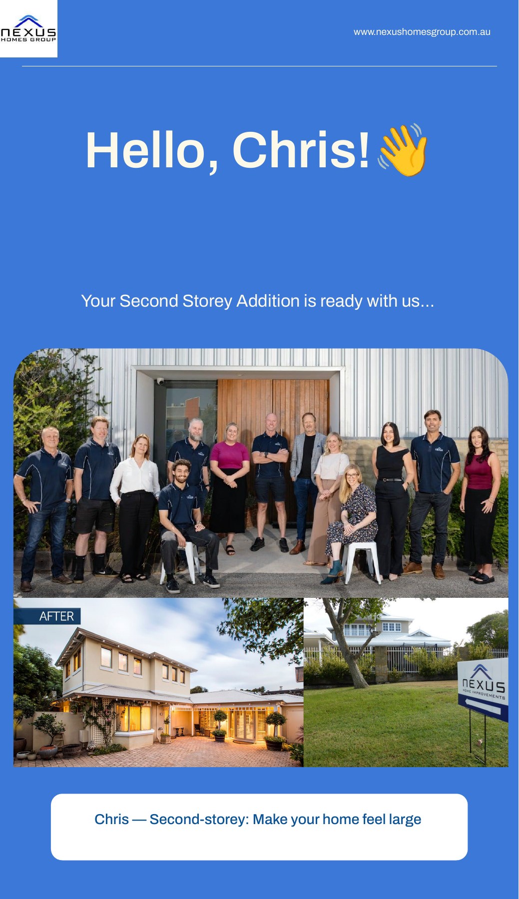 Proposal page 1: a personal welcome to Chris and his second-storey project.